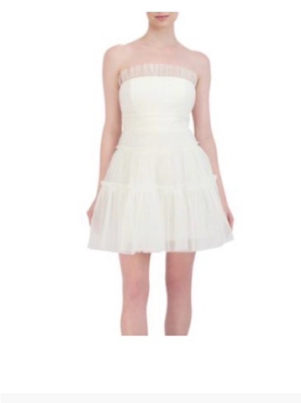 BCBGMaxAzria Strapless Ivory Tulle Mini Dress